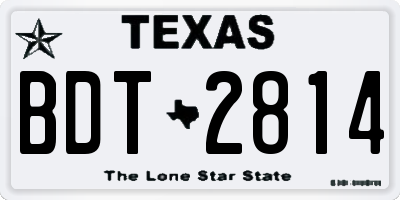 TX license plate BDT2814
