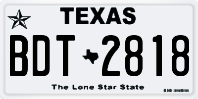 TX license plate BDT2818