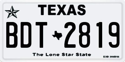 TX license plate BDT2819