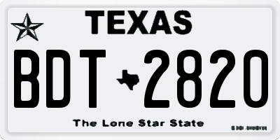 TX license plate BDT2820