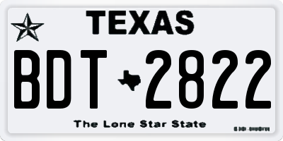 TX license plate BDT2822
