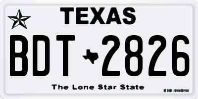 TX license plate BDT2826