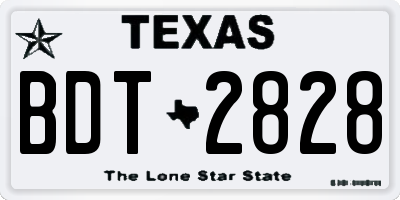 TX license plate BDT2828