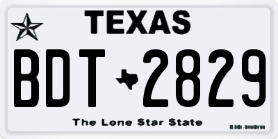 TX license plate BDT2829