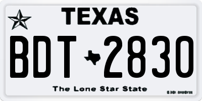 TX license plate BDT2830