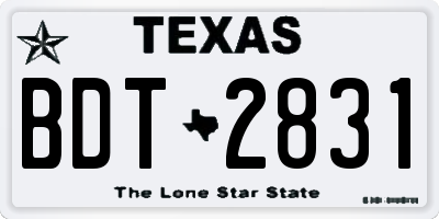 TX license plate BDT2831