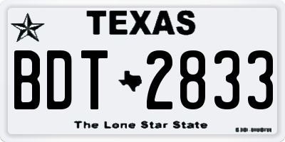 TX license plate BDT2833