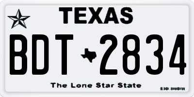 TX license plate BDT2834