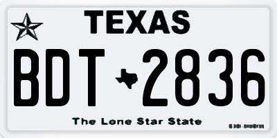TX license plate BDT2836