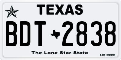 TX license plate BDT2838