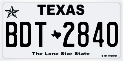 TX license plate BDT2840