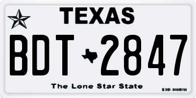 TX license plate BDT2847