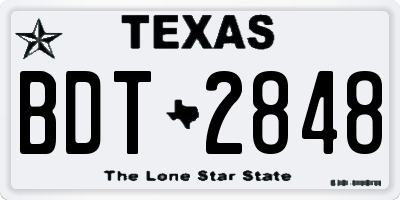 TX license plate BDT2848