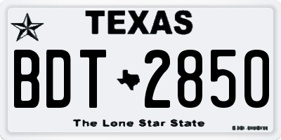 TX license plate BDT2850