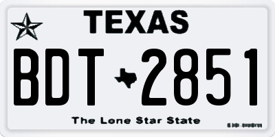 TX license plate BDT2851