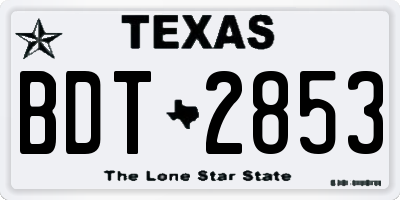 TX license plate BDT2853