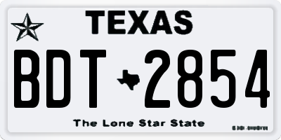 TX license plate BDT2854