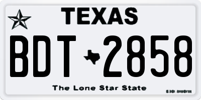 TX license plate BDT2858