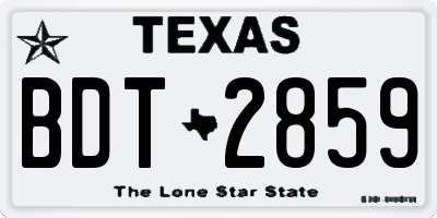 TX license plate BDT2859