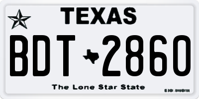 TX license plate BDT2860