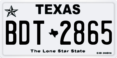 TX license plate BDT2865