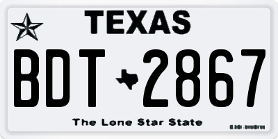 TX license plate BDT2867