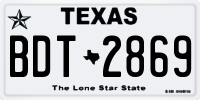 TX license plate BDT2869