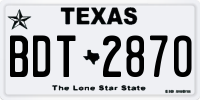 TX license plate BDT2870