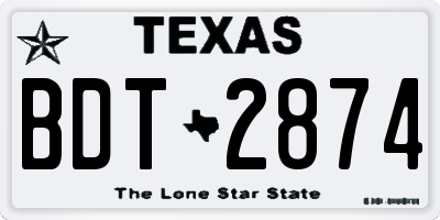 TX license plate BDT2874