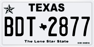 TX license plate BDT2877