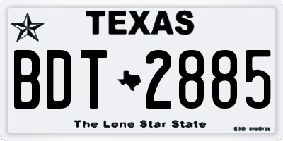 TX license plate BDT2885