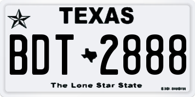 TX license plate BDT2888