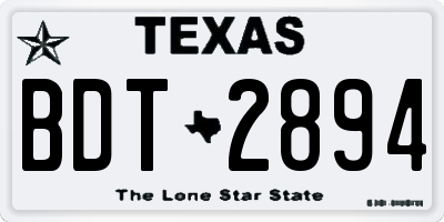 TX license plate BDT2894