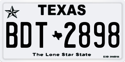 TX license plate BDT2898