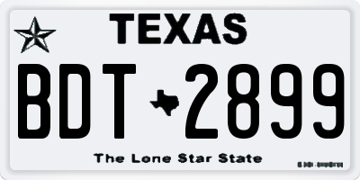 TX license plate BDT2899