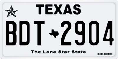 TX license plate BDT2904