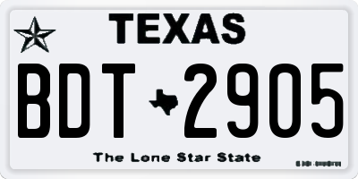 TX license plate BDT2905