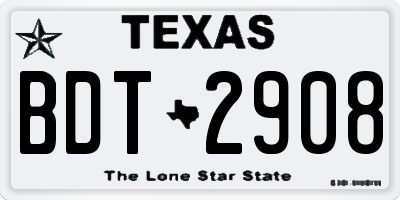 TX license plate BDT2908
