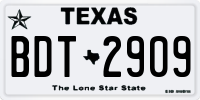 TX license plate BDT2909