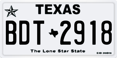 TX license plate BDT2918