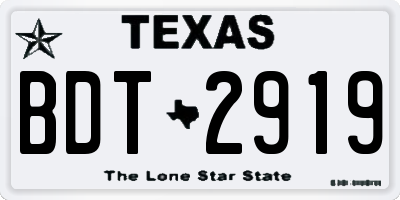 TX license plate BDT2919