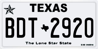 TX license plate BDT2920