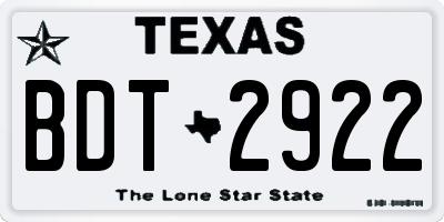 TX license plate BDT2922