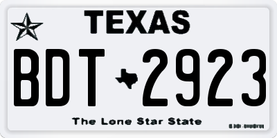 TX license plate BDT2923