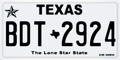 TX license plate BDT2924