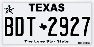 TX license plate BDT2927