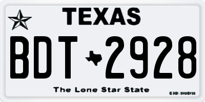 TX license plate BDT2928