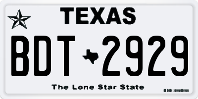 TX license plate BDT2929
