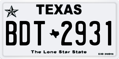 TX license plate BDT2931