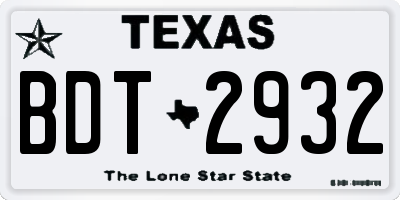 TX license plate BDT2932